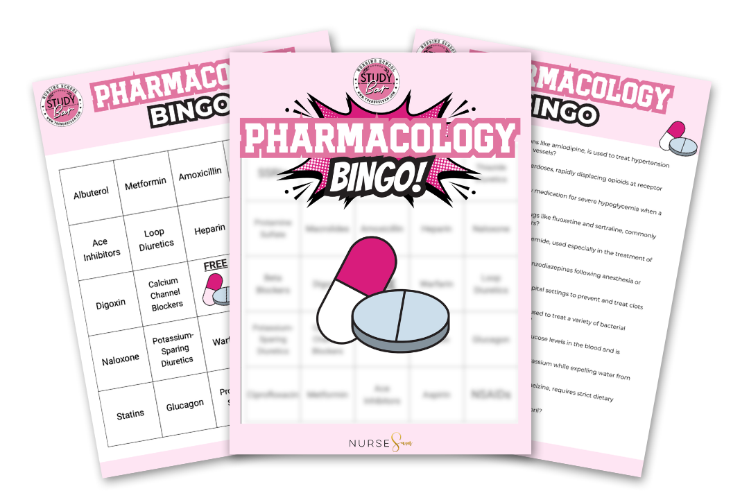 Nurse Sam's Pharmacology BINGO Review Game